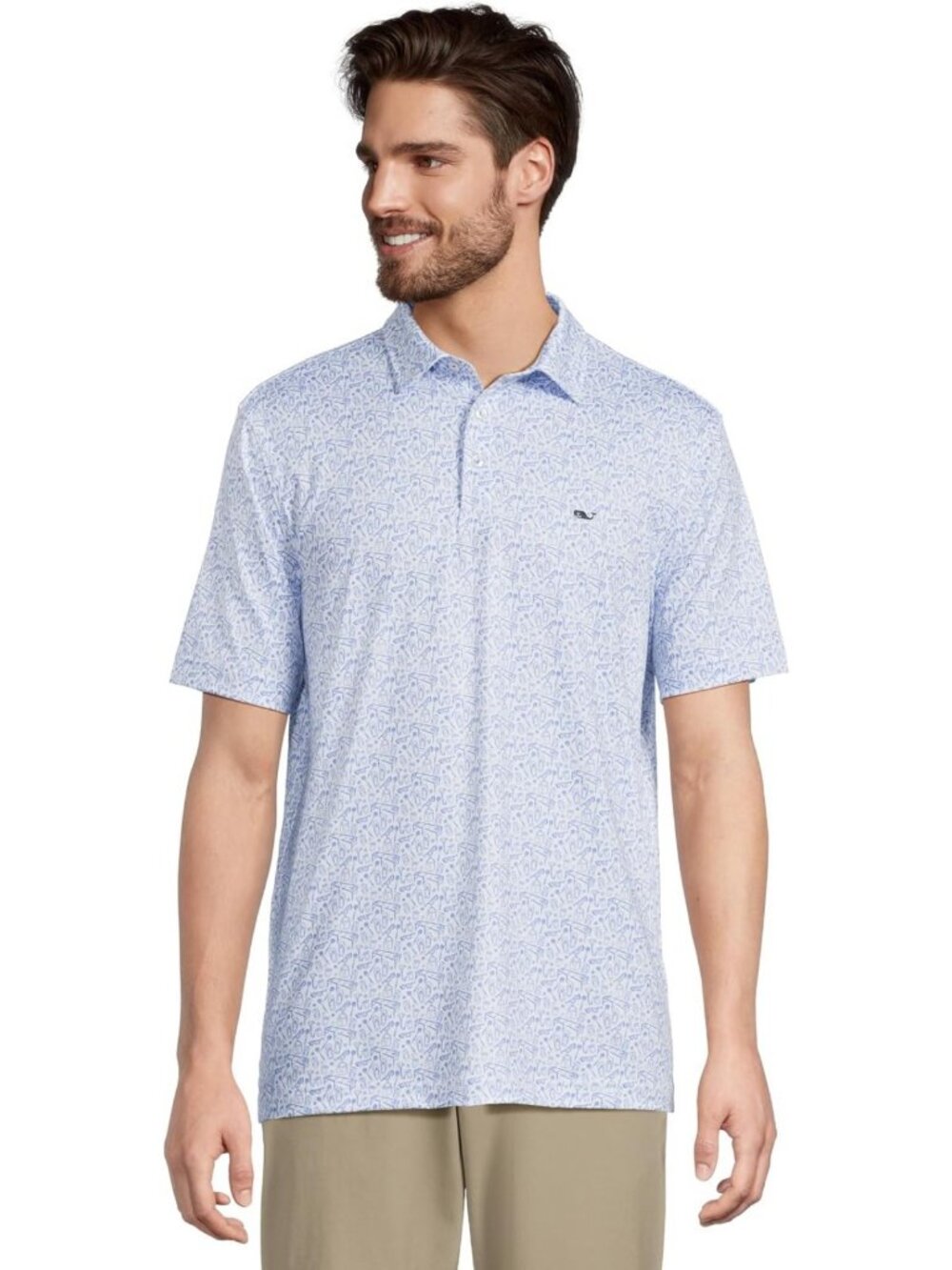 Men's Performance Polo Shirt, Printed Design, Darty White Cap, XL Size